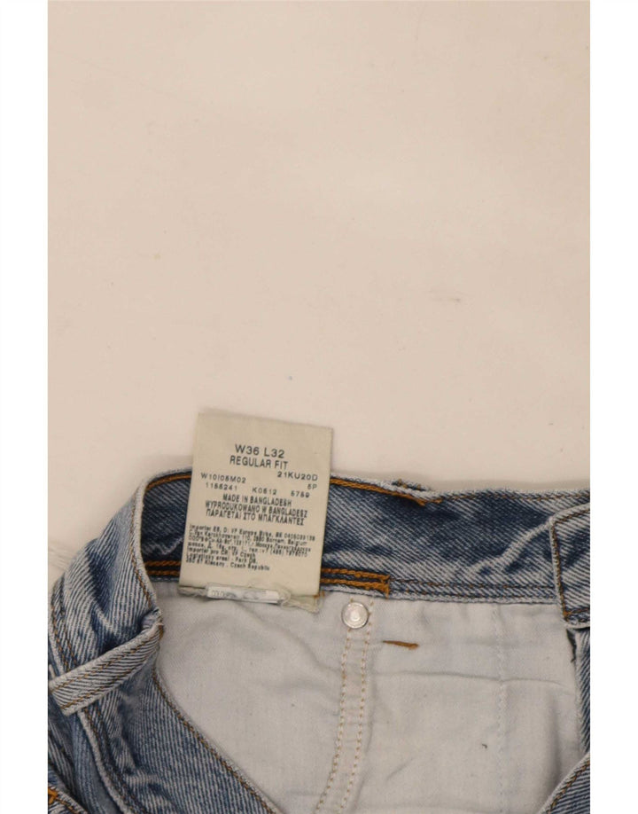 Wrangler Herre Regular Fit Straight Jeans W36 L32 Blå Bomuld