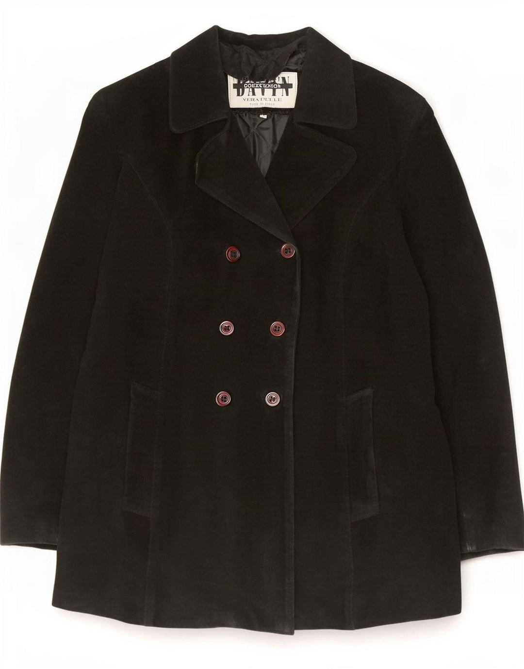 Davin Dame Loose Fit Ruskind Dobbeltradet Frakke IT 44 Medium Sort