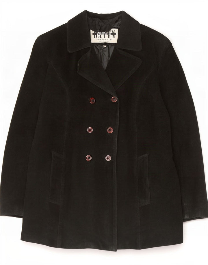 Davin Dame Loose Fit Ruskind Dobbeltradet Frakke IT 44 Medium Sort