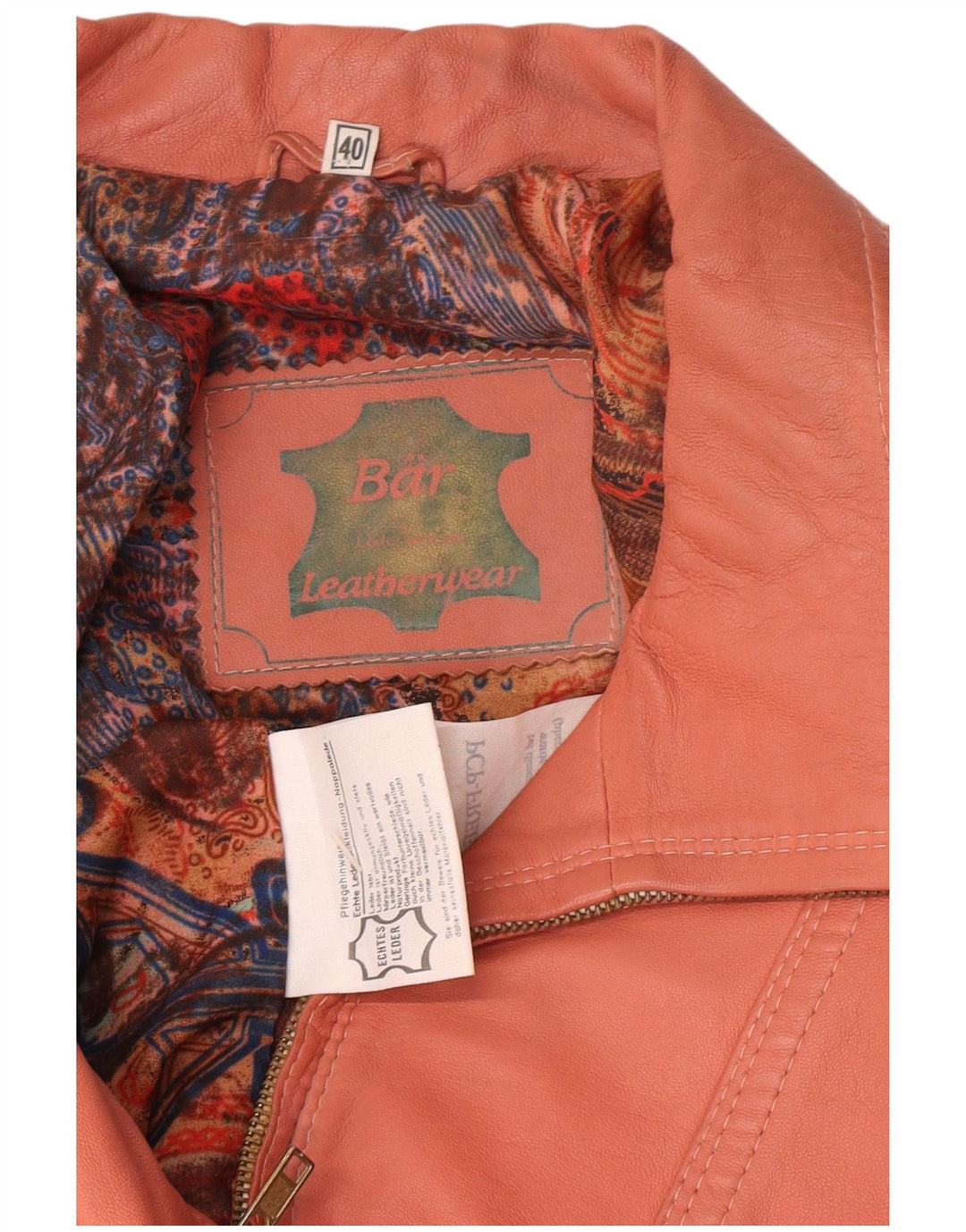 Vintage Dame Oversized Læderjakke EU 40 Medium Pink Læder