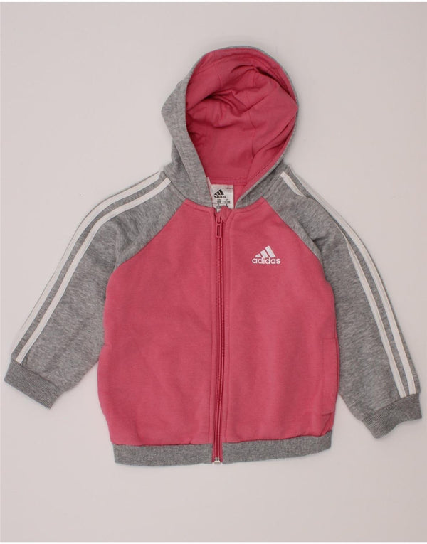 Adidas Baby Girls Hættetrøje med lynlås 12-18 måneder Pink Colourblock Bomuld