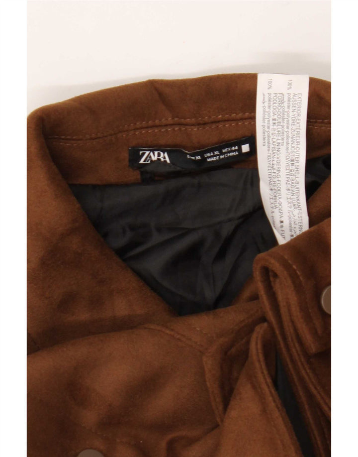 Zara Herre imiteret ruskind bomberjakke UK 42 XL Beige Polyester
