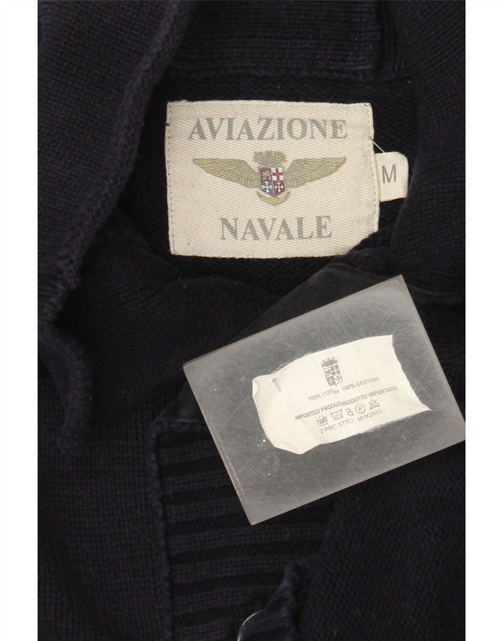 Aviazione Navale Herre Button Neck Jumper Sweater Medium Navy Blue Bomuld