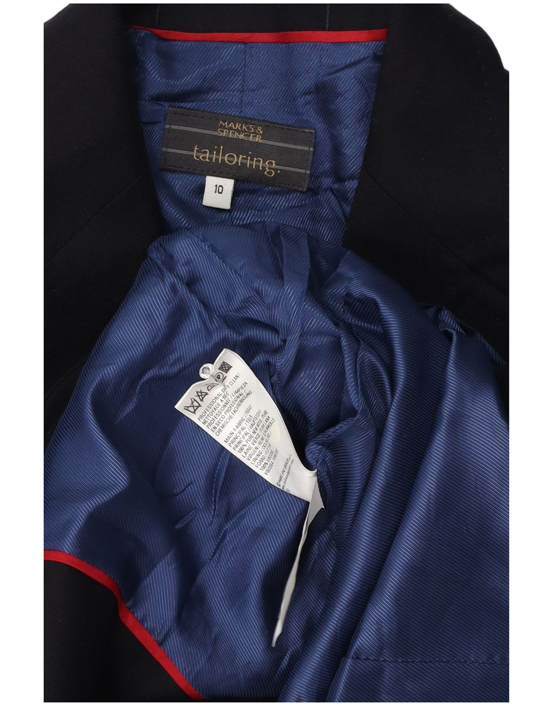 Marks & Spencer Dame 2-knaps blazerjakke UK 10 Lille marineblå uld