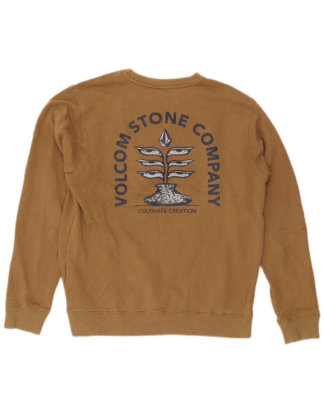 Volcom Herre Grafisk Sweatshirt Jumper Stor Khaki Bomuld