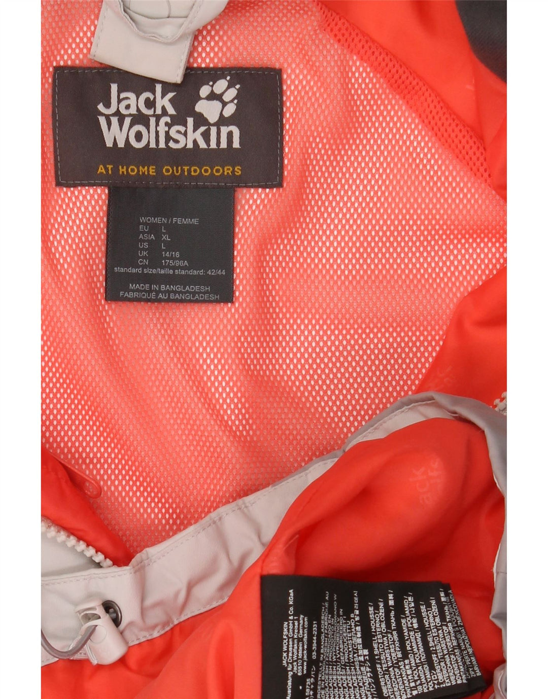 JACK WOLFSKIN Windbreaker-jakke til kvinder UK 14/16 Stor grå farveblok