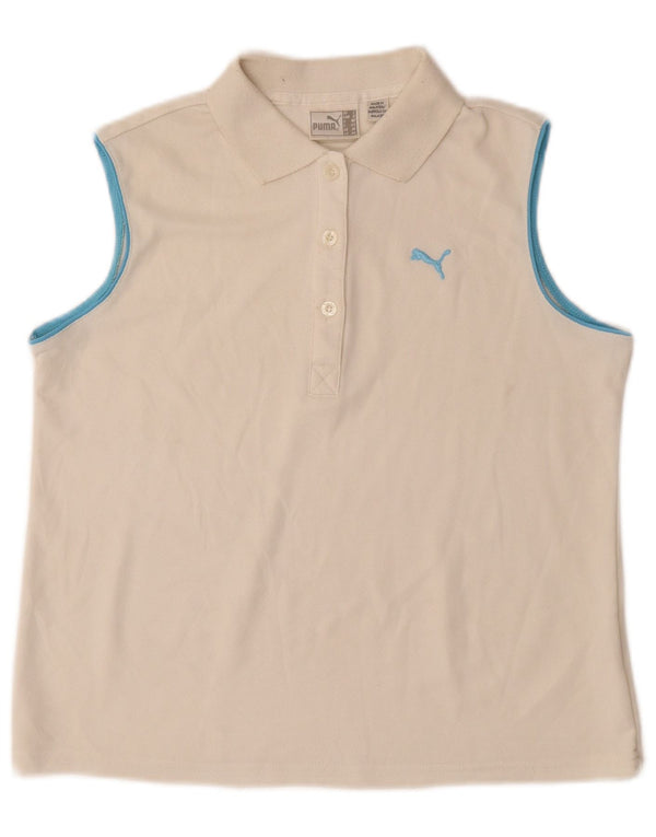 PUMA ærmeløs poloshirt til kvinder UK 14 Medium Off White