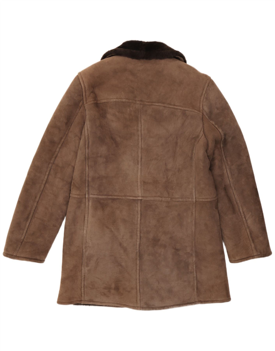 Scout Herre Shearling Double Breasted Coat UK 38 Medium Brown Shearling