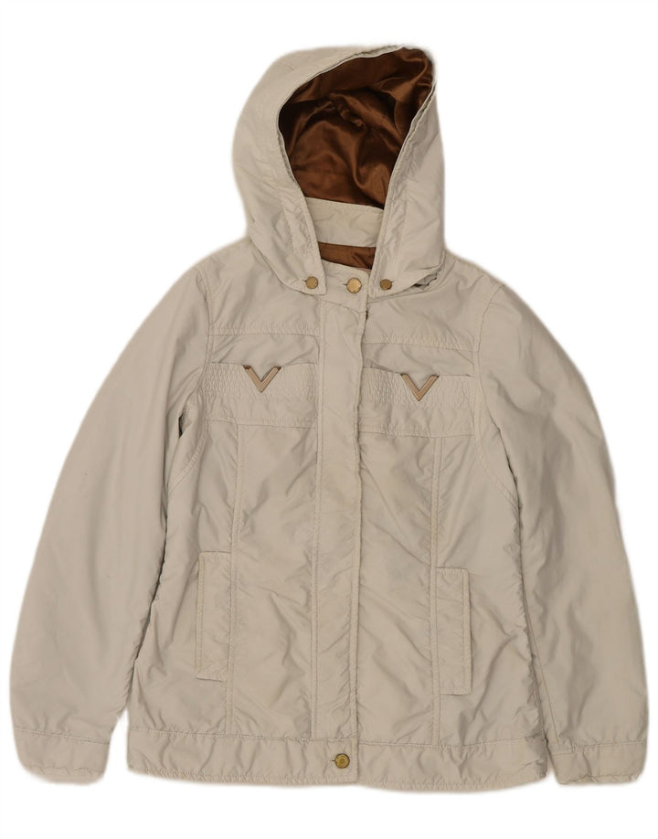 RED BY VALENTINO Womens Hooded Bomber Jacket IT 40 Small Off White