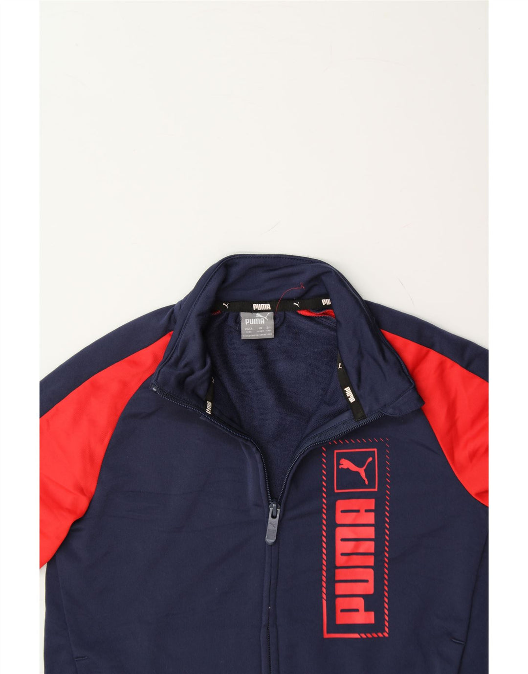 PUMA Boys Tracksuit Top Jacket 9-10 Years Medium Navy Blue Colourblock Vintage Puma and Second-Hand Puma from Messina Hembry 