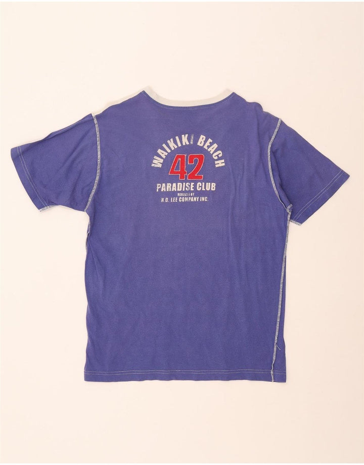 LEE Grafisk T-shirt top til mænd, stor blå farveblok bomuld