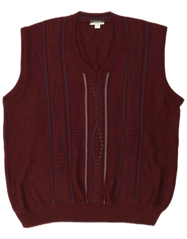 Vintage herrevest tanktop UK 46/48 2XL Bourgogne geometrisk uld