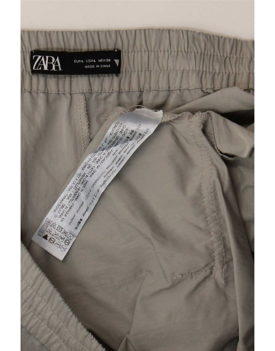 Zara Dame Cargo Shorts Large W30 Grå Polyester