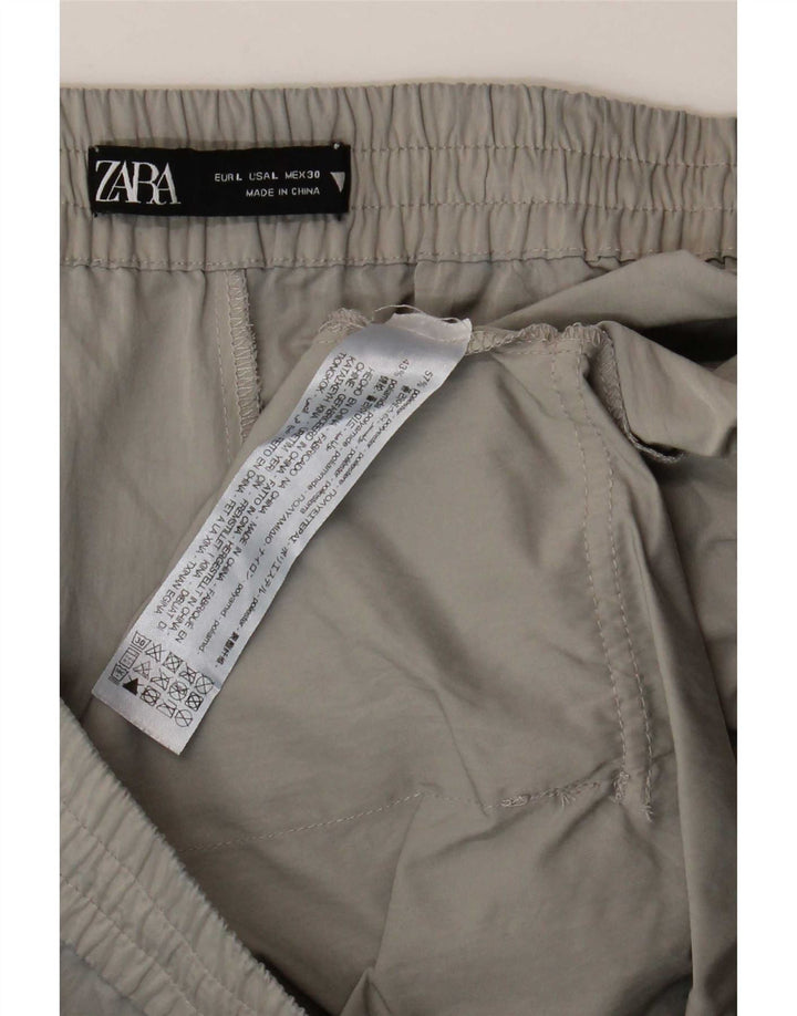 Zara Dame Cargo Shorts Large W30 Grå Polyester