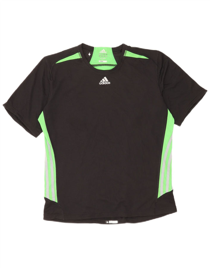 Adidas Herre Climacool T-Shirt Top Medium Sort Colourblock Polyester