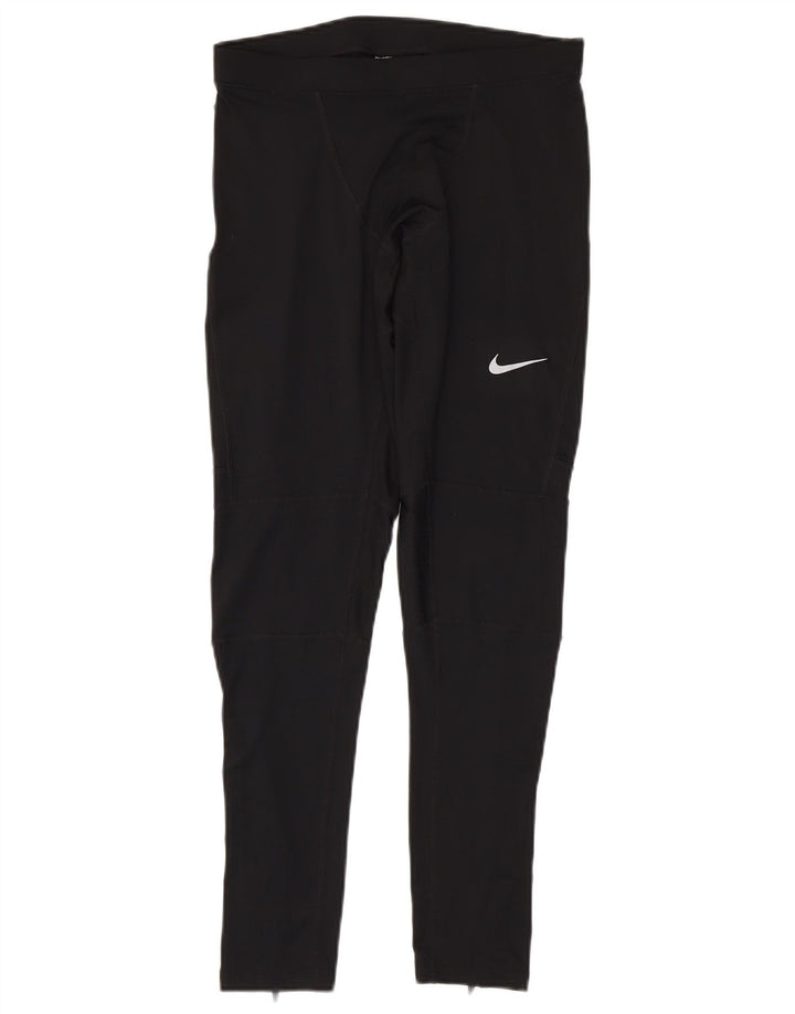 Nike Dame Dri Fit Leggings UK 12 Medium Sort Polyester