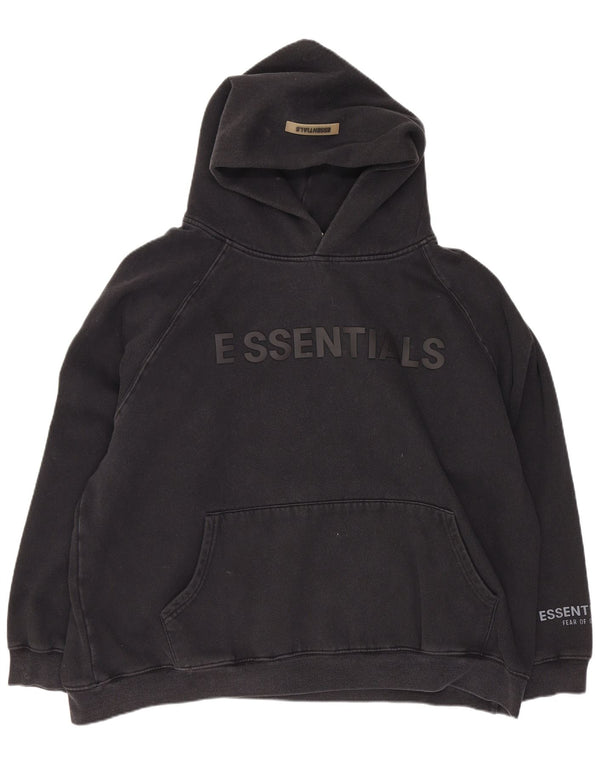 Vintage Herre grafisk Loose Fit hættetrøje Jumper Stor sort bomuld