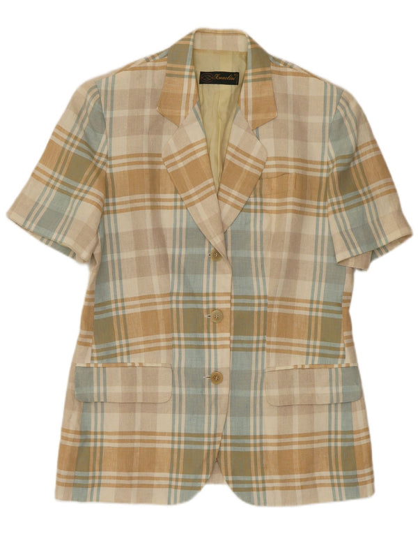 Lanolini Dame Kortærmet Blazer Jacket IT 44 Medium Flerfarvet Ternet