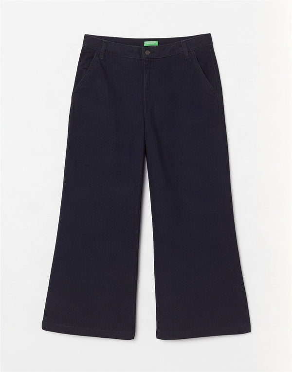 Benetton Dame Sophia Jeans med brede ben UK 14 Large W32 L29 Marineblå Bomuld