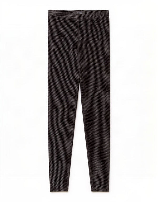 Zara Womens Leggings UK 8 Small Black Spotted Polyester