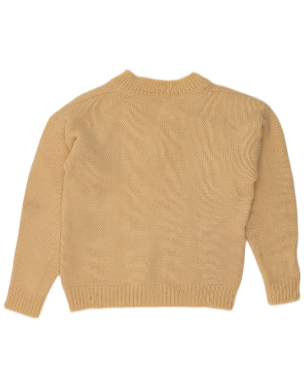 Vintage Dame V-hals sweater IT 50 XL Beige Uld