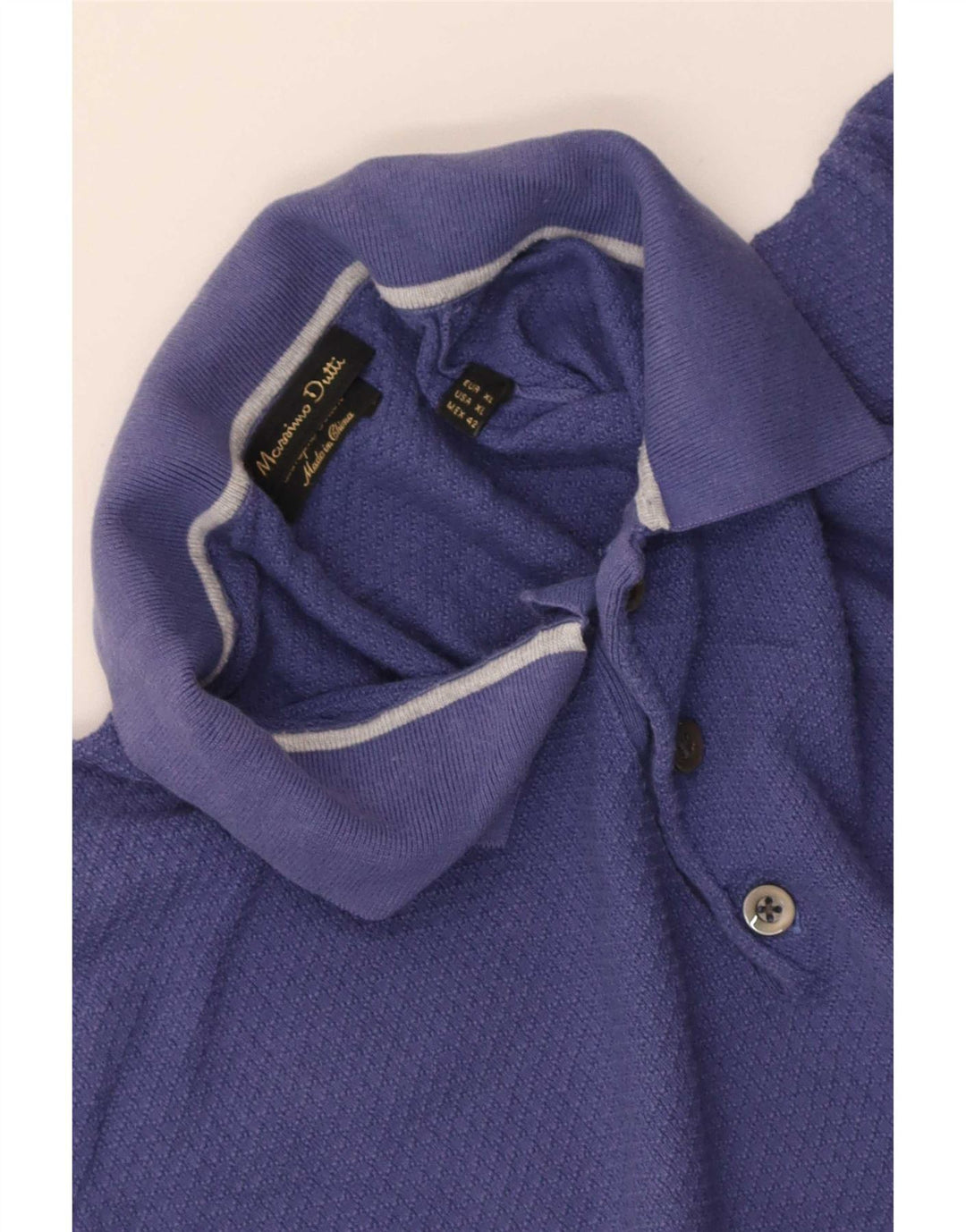 Massimo Dutti Herre Kortærmet Polo Neck Jumper Sweater XL Blå