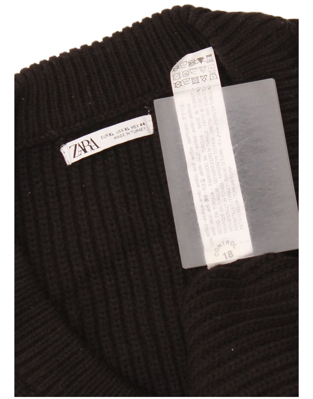 Zara Dame Oversized Vest Tank Top UK 18 XL Sort Akryl