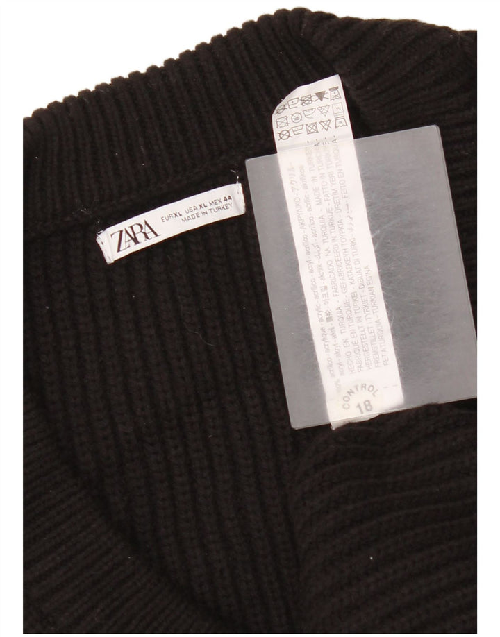 Zara Dame Oversized Vest Tank Top UK 18 XL Sort Akryl