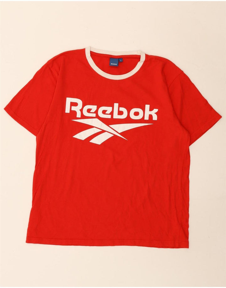 Reebok Herre Grafisk T-Shirt Top Stor Rød Bomuld