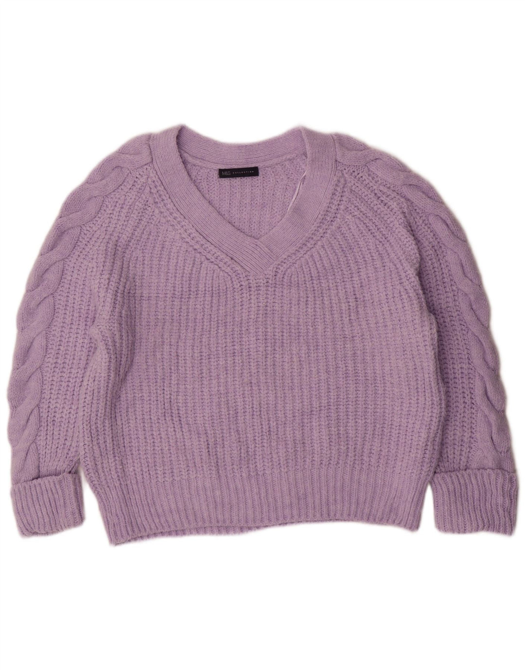 Marks & Spencer Dame Oversized V-hals sweater UK 14 Medium Lilla