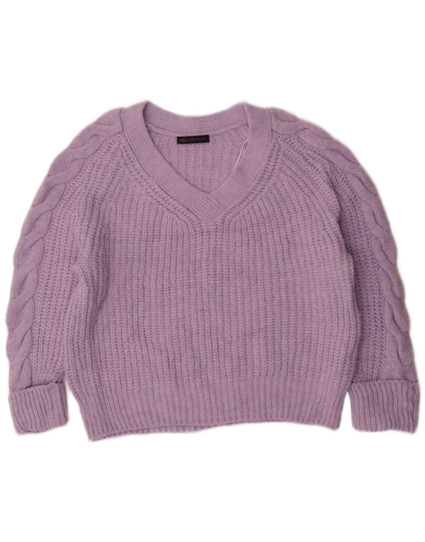 Marks & Spencer Dame Oversized V-hals sweater UK 14 Medium Lilla