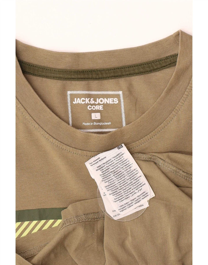 Jack & Jones Herre grafisk T-shirt Top Stor Khaki Bomuld