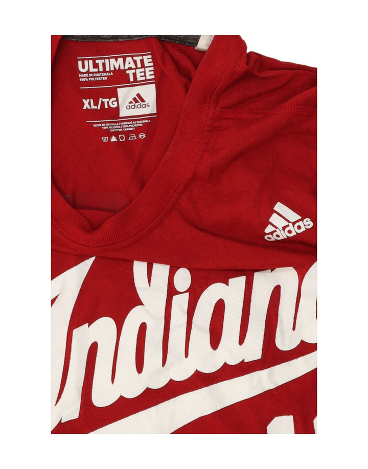 Adidas Herre Indiana Grafisk T-Shirt Top XL Rød Polyester