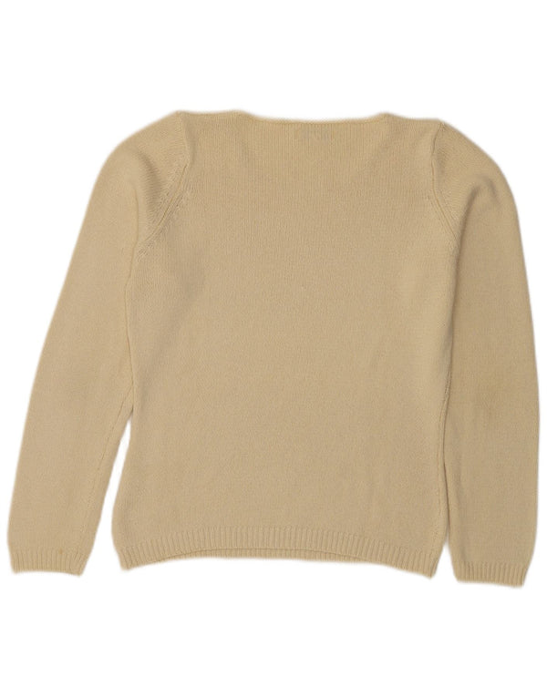 Silvia Bauer Womens Boat Neck Jumper Sweater UK 18 XL Beige Cotton