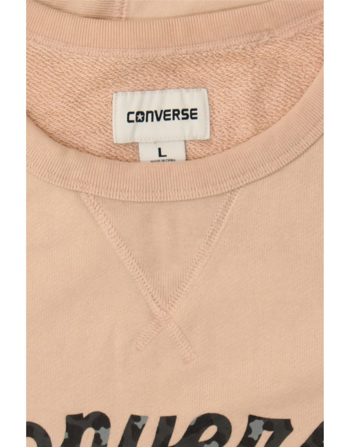 CONVERSE Womens Graphic Sweatshirt Jumper UK 16 Large Beige Cotton Vintage Converse and Second-Hand Converse from Messina Hembry 