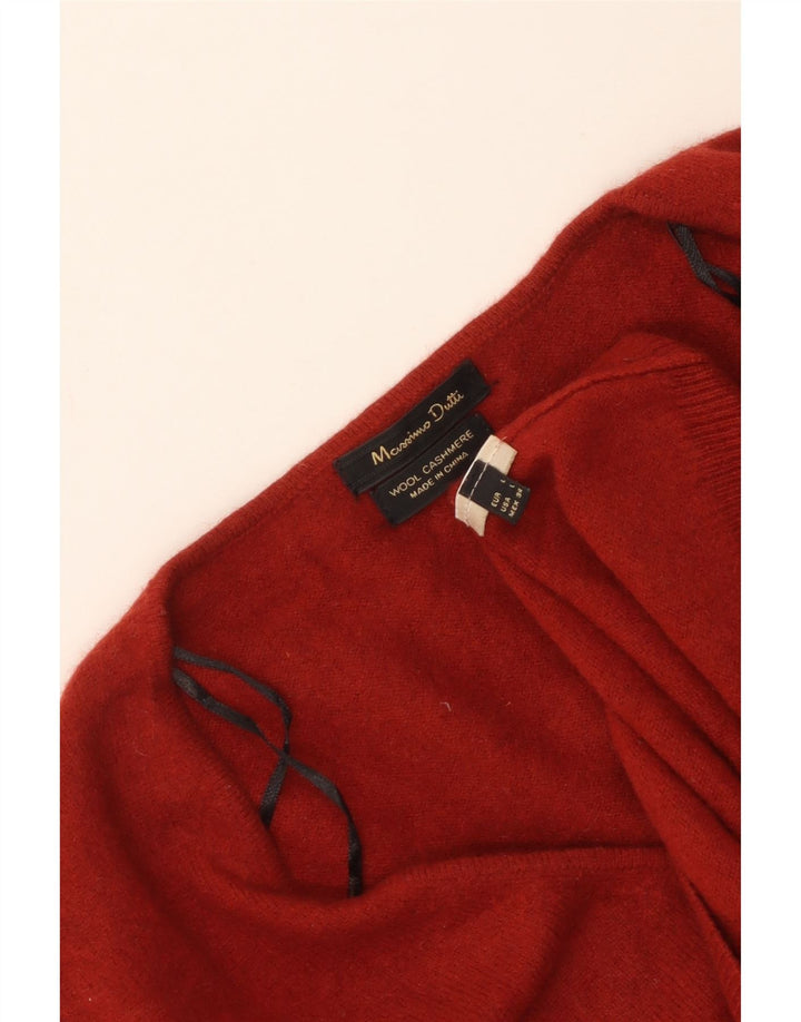 MASSIMO DUTTI Dame V-hals sweater UK 14 Stor rød uld