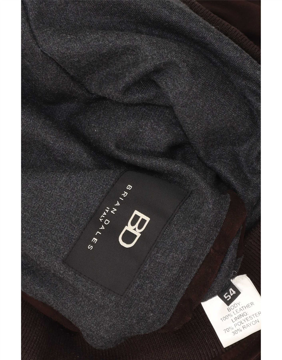 Brian Dales Herre Bomber Ruskindsjakke IT 54 2XL Brunt Læder