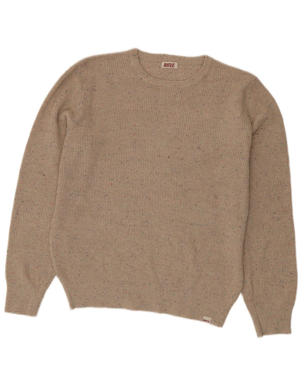 Rifle Dame Crew Neck Jumper Sweater UK 18 XL Beige Flecked Acryl