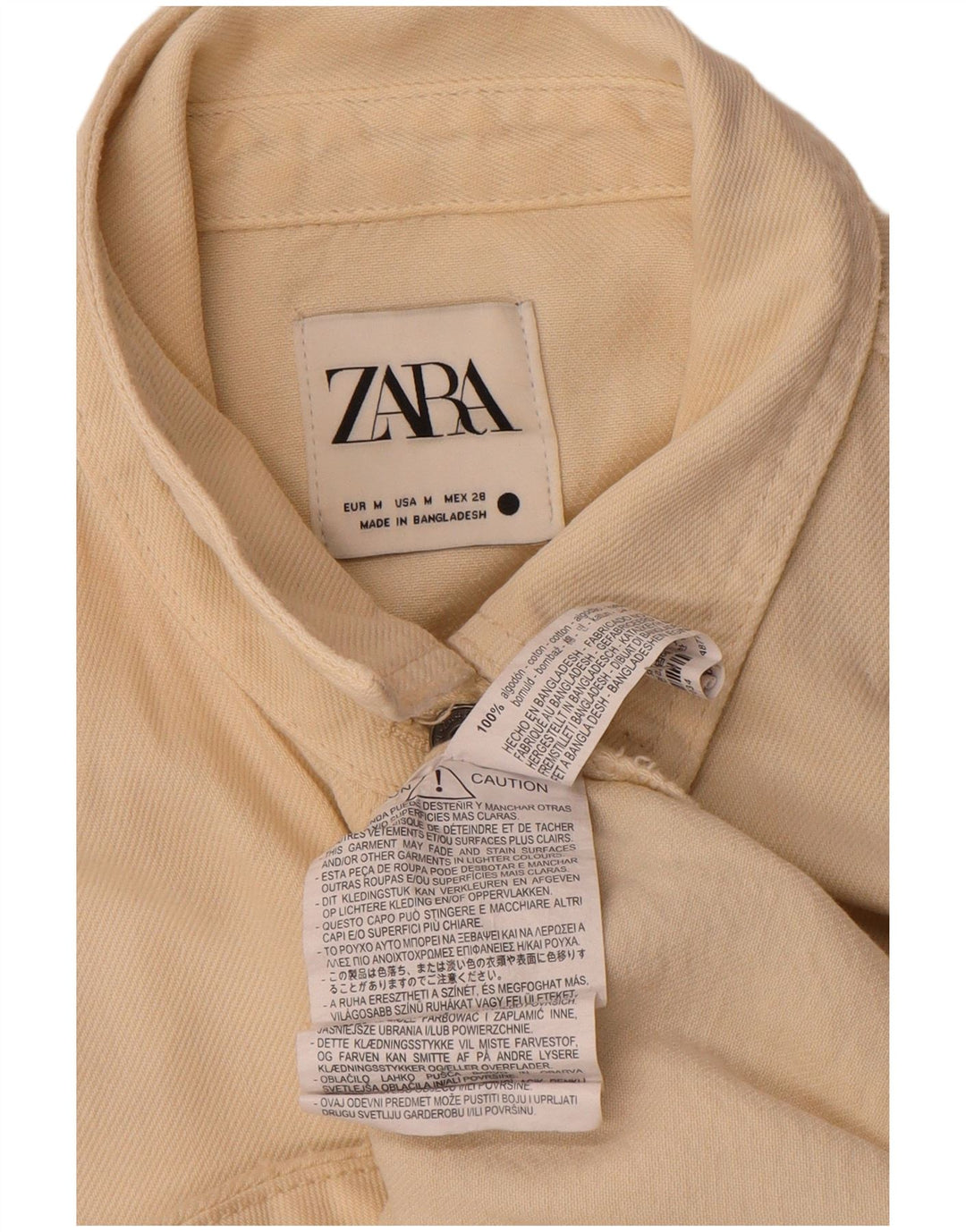 Zara Dame Oversized Denim Shirt UK 14 Medium Off White Bomuld
