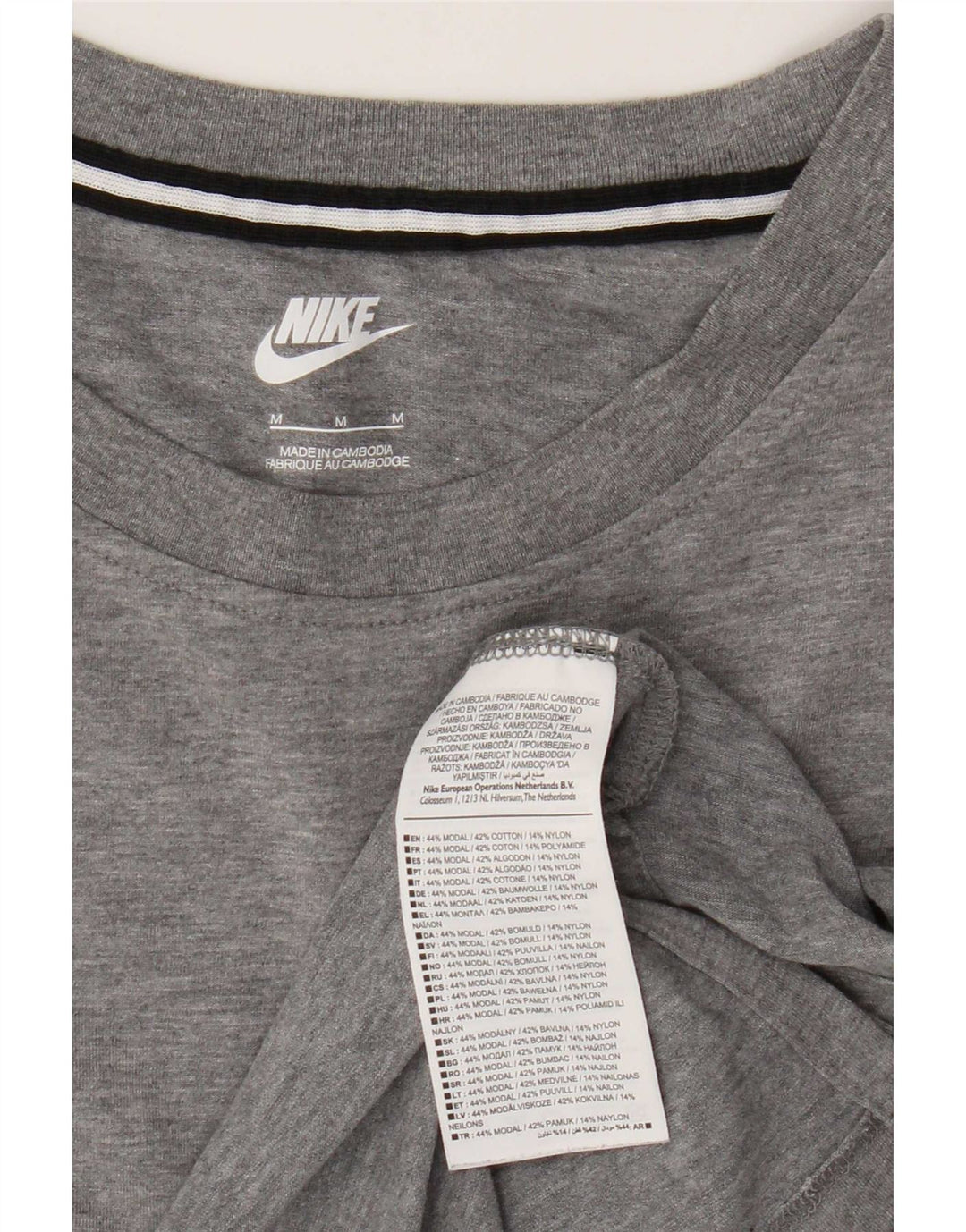 Nike Dame T-Shirt Top UK 14 Medium Grey Flecked Modal