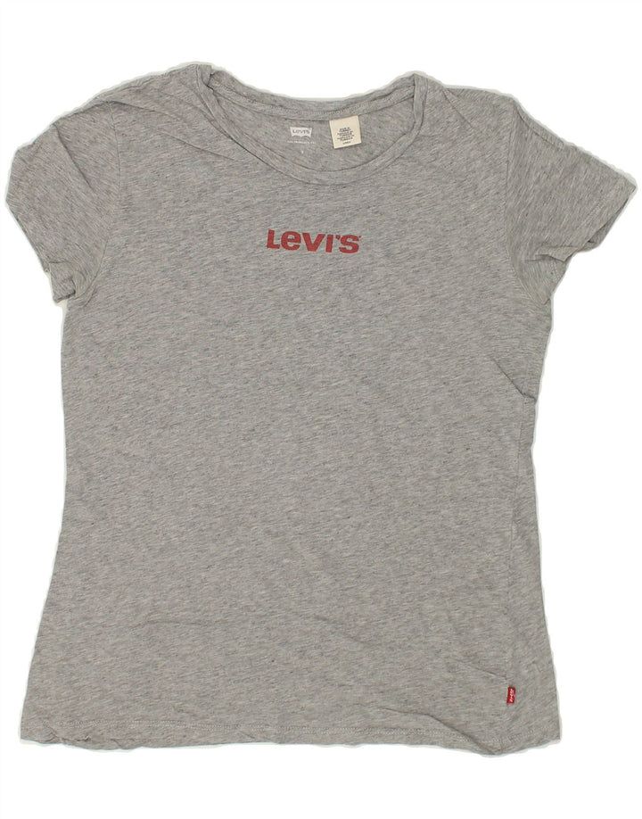 LEVI'S Womens Graphic T-Shirt Top UK 10 Small Grey Vintage Levi's and Second-Hand Levi's from Messina Hembry 