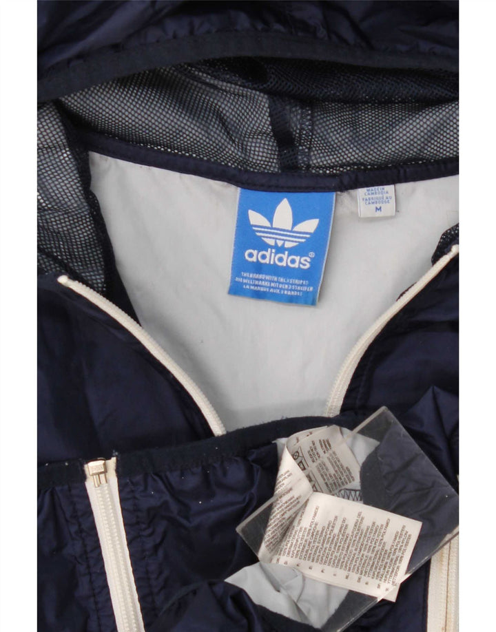 Adidas Regnjakke med hætte til mænd UK 38 Medium Navy Blue Polyester