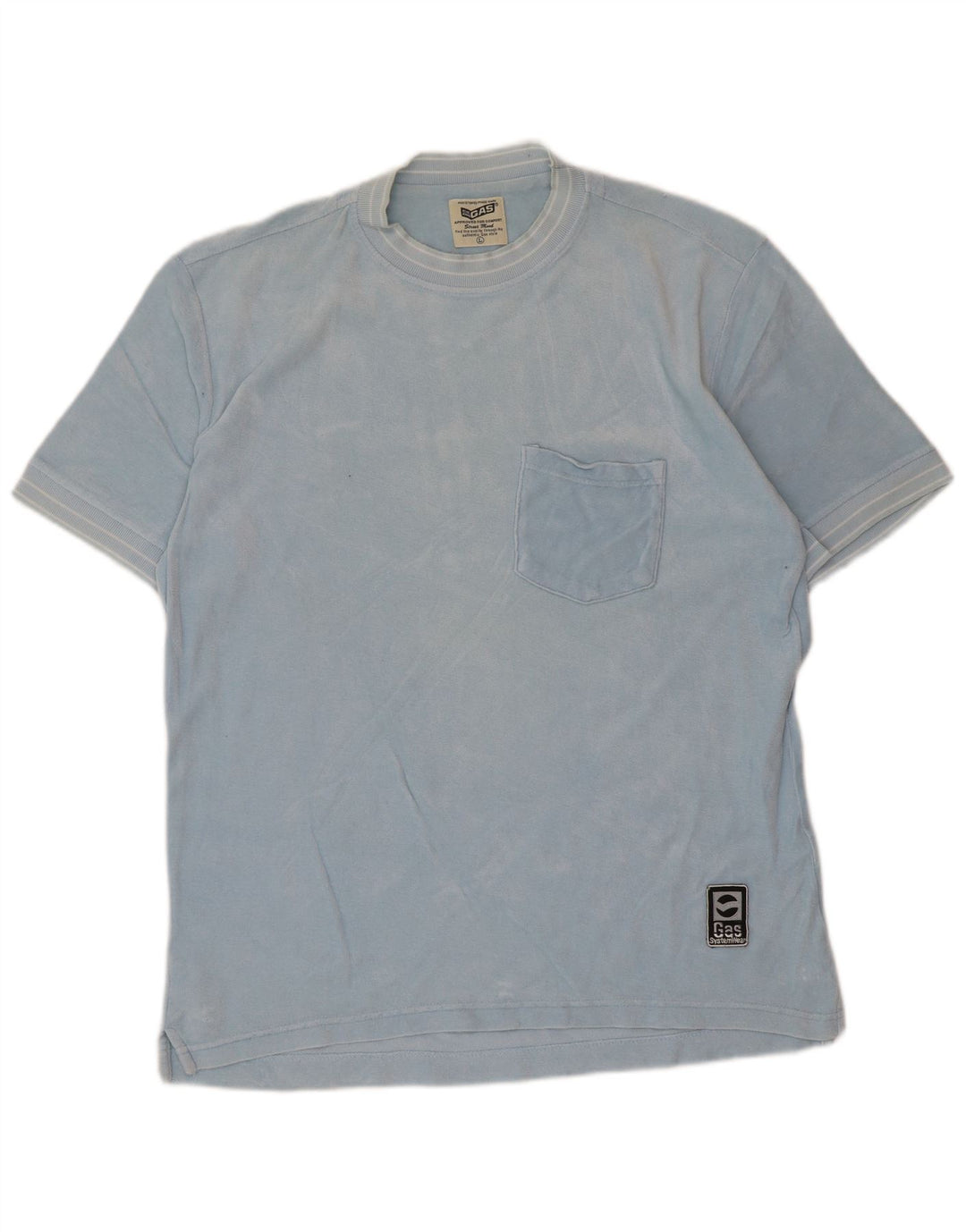 Gas Herre T-Shirt Top Stor Blå Bomuld