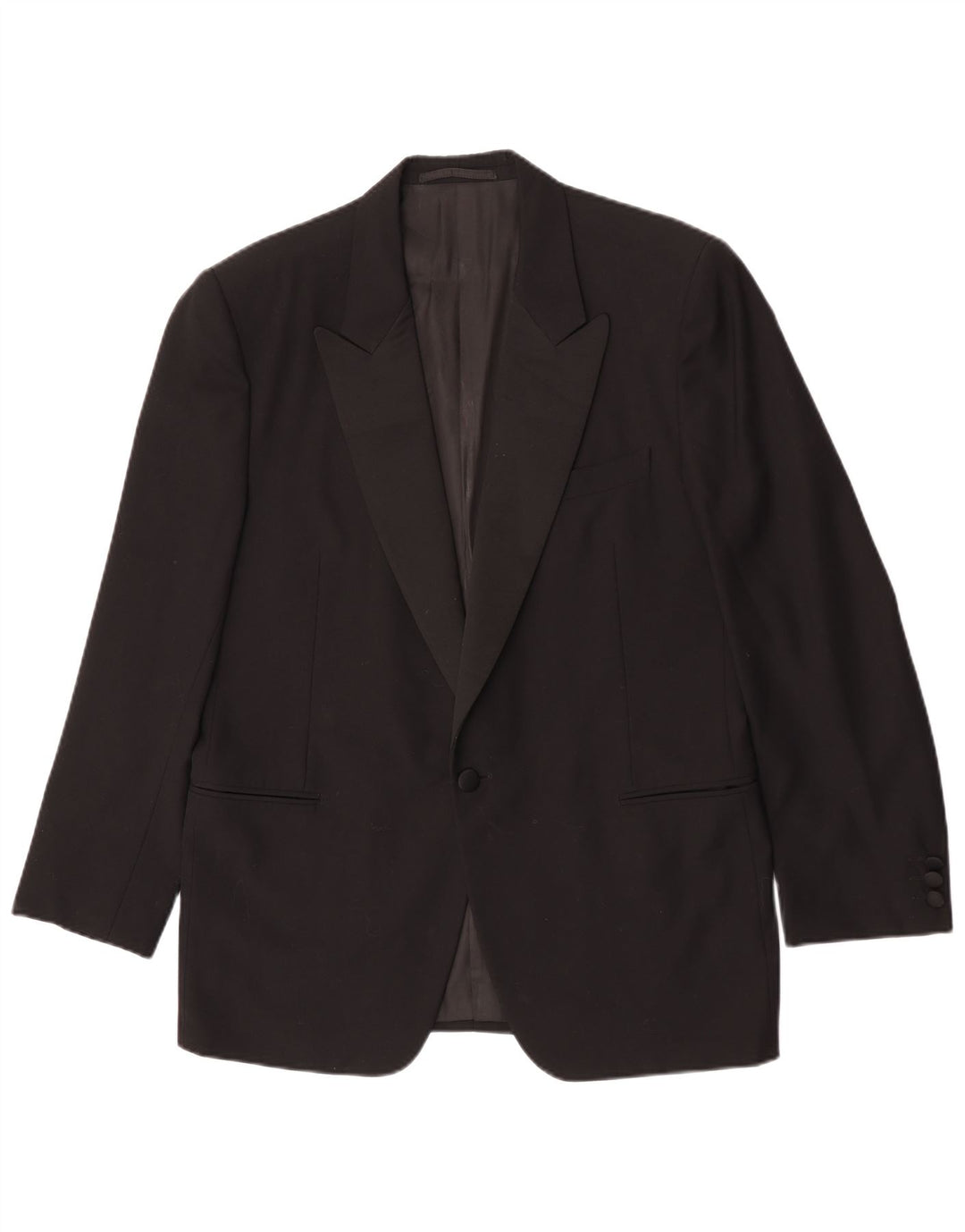 Vintage Herre 1 Knap Blazer Jakke IT 50 Stor Sort Uld