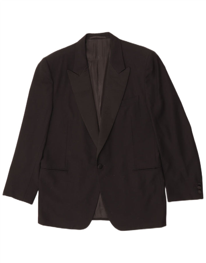 Vintage Herre 1 Knap Blazer Jakke IT 50 Stor Sort Uld
