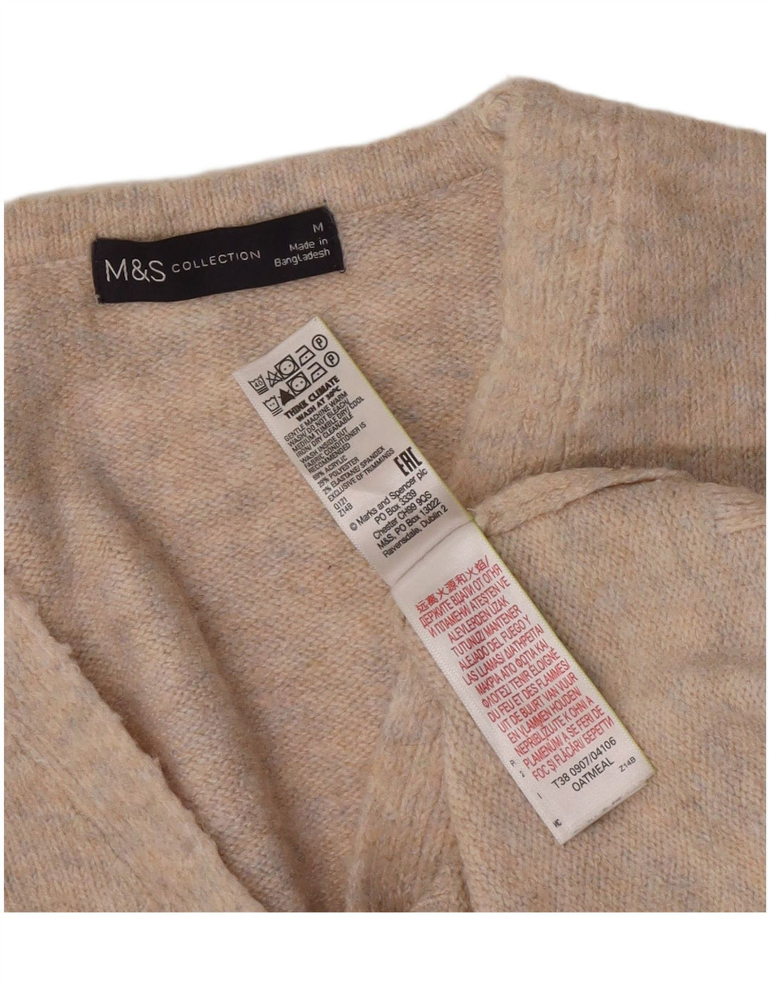 Marks & Spencer Dame V-hals sweater UK 14 Medium Grey Flecked