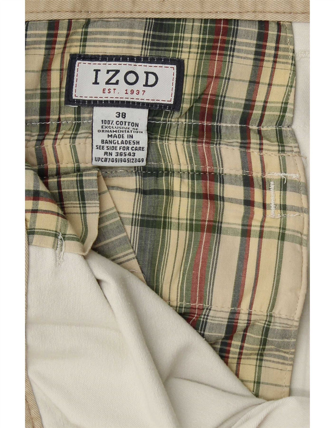Izod Herre Cargo Shorts W38 XL Hvid Bomuld