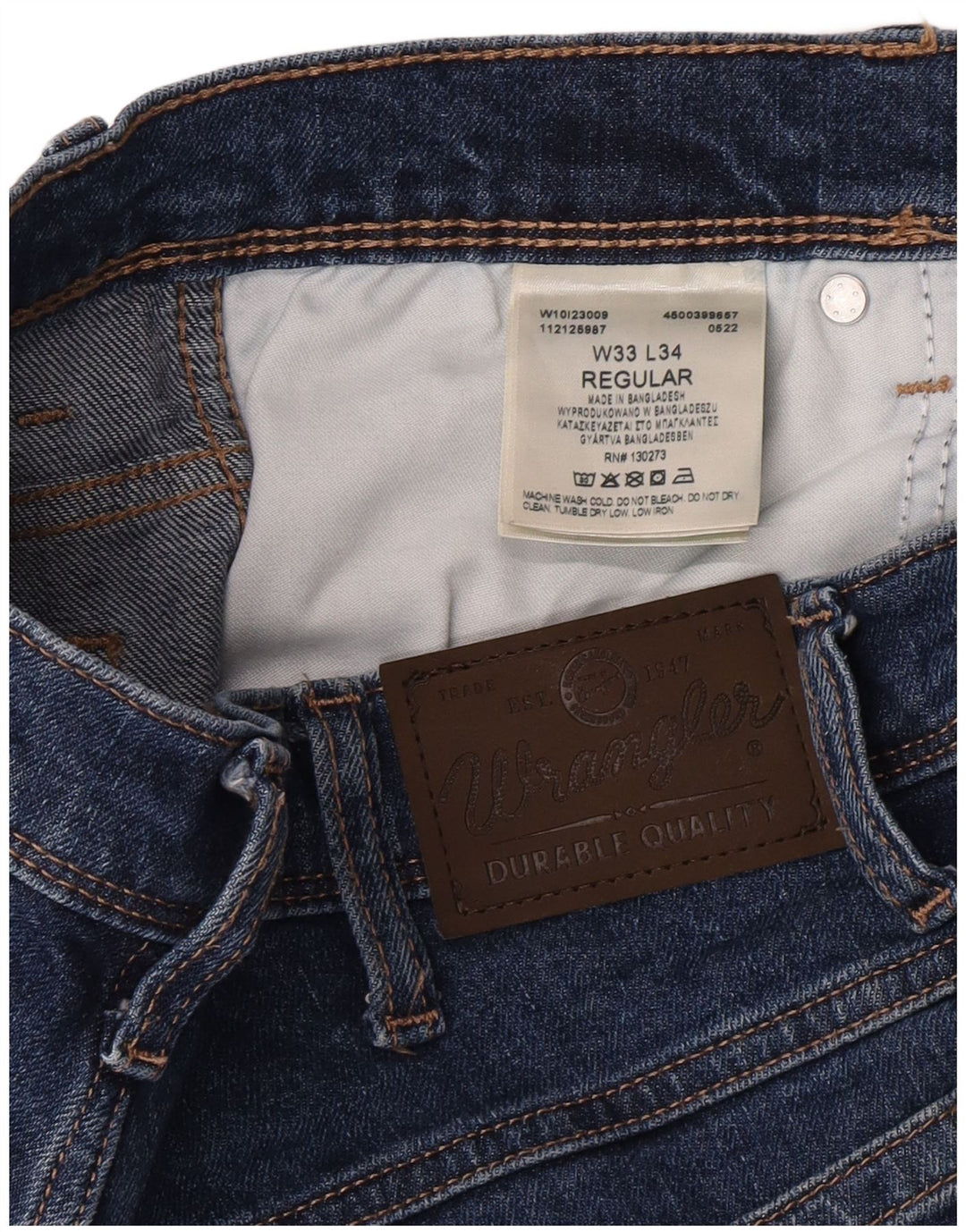 Wrangler Herre Regular Fit Straight Jeans W33 L34 Blå Bomuld
