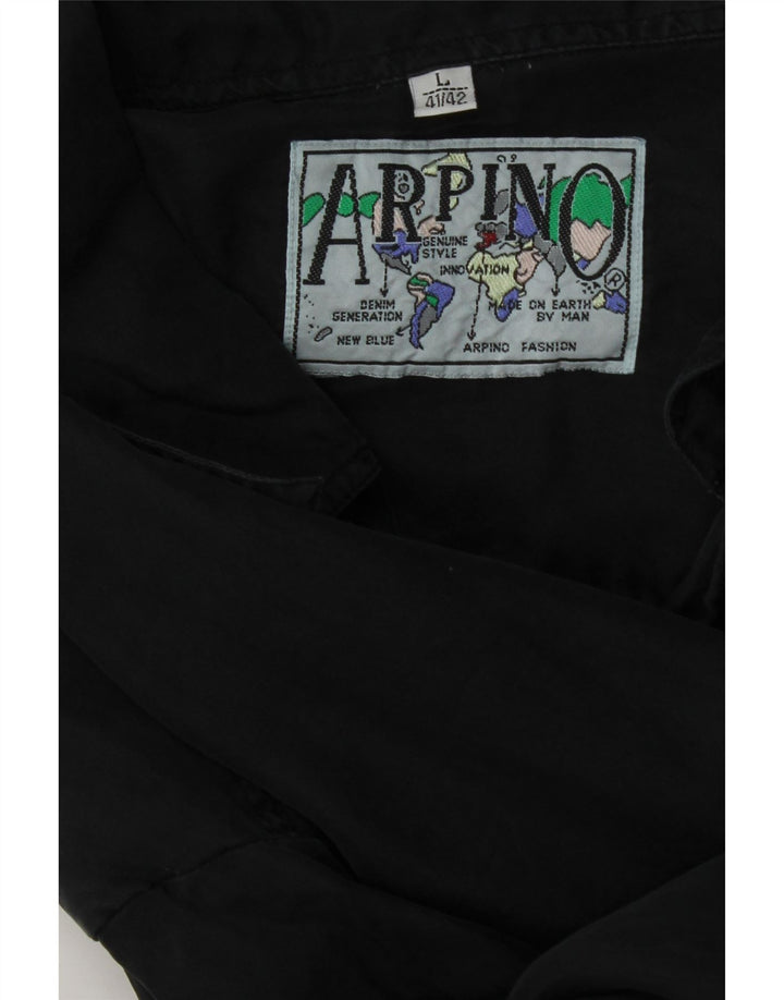 ARPINO Mens Loose Fit Shirt Large Black Vintage Arpino and Second-Hand Arpino from Messina Hembry 