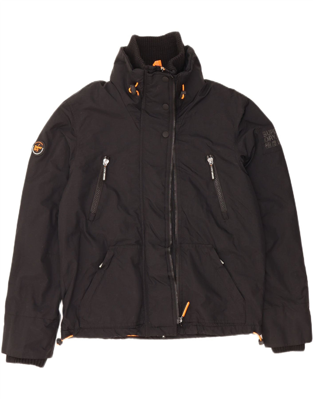 SUPERDRY Herre Windbreaker Jacket UK 40 Large Black Nylon